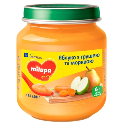Пюре фруктове Milupa Яблуко з грушею та морквою 125г