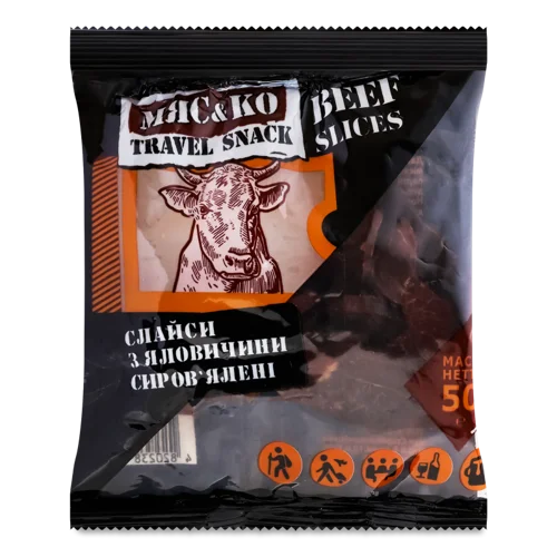 Слайси Яловичини Сиров'ялені Мяс&Ко, м/у, 50г