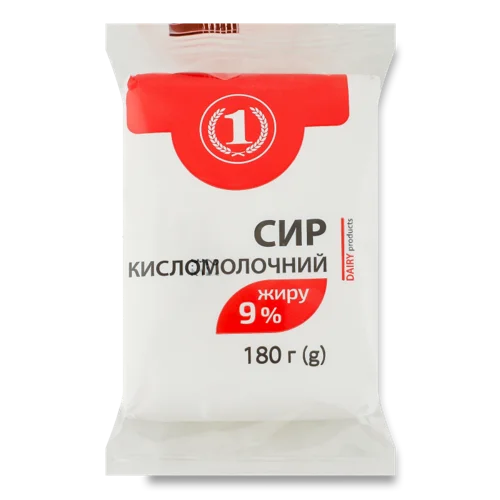Сир Кисломолочний 9% ТМ "1", 180г