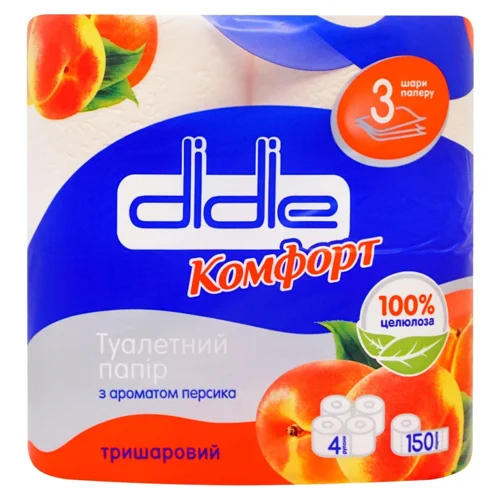 Туалетний папір Didie Комфорт  Персик 3-шаровий  4шт
