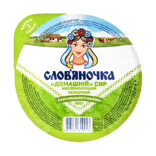 Сир кисломолочний нежирний Домашній Слов'яночка 180г