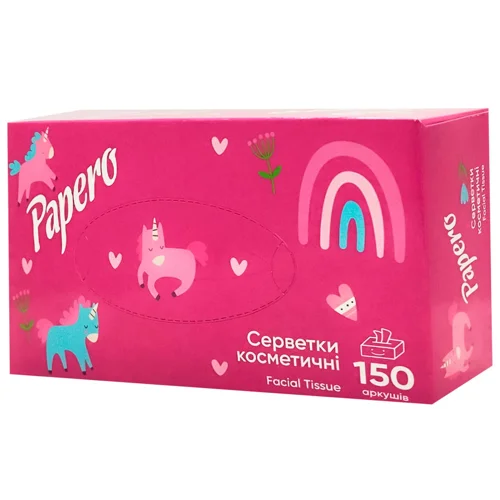 Серветки косметичні Papero двошарові білий 150арк