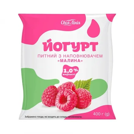 Йогурт 400г Своя Лінія малина 1% п/ет