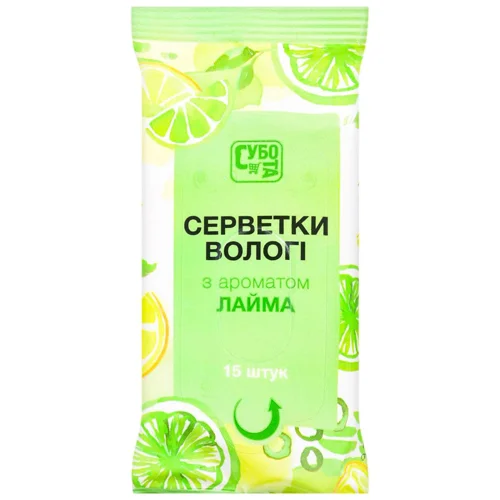 Серветки вологі Субота з ароматом лайма 15шт