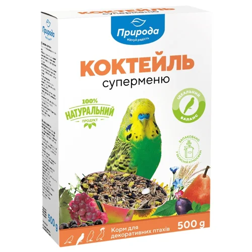 Корм Природа Коктейль Суперменю для хвилястих папуг 500г
