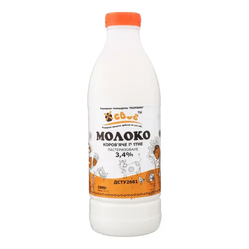 Молоко 3.4% коров'яче питне пастеризоване Своє 1000г