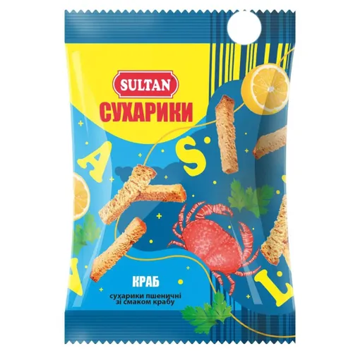 Сухарики Sultan пшеничні зі смаком крабу 90г