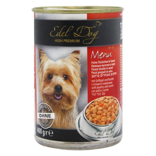 Корм вологий Edel Dog з птицею та морквою для собак 400г