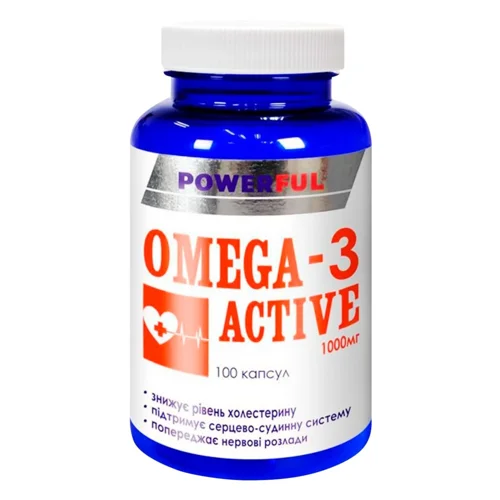 Добавка дієтична Powerful Omega-3 Актив 1000мг 100 капсул