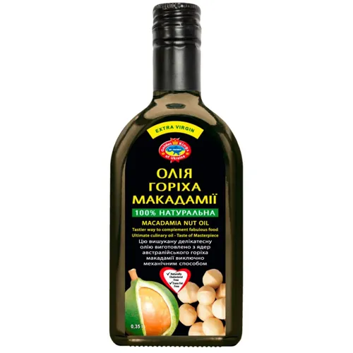 Олія горіха макадамії Golden Kings of Ukraine Extra Virgin нерафінована недезодорована 350мл