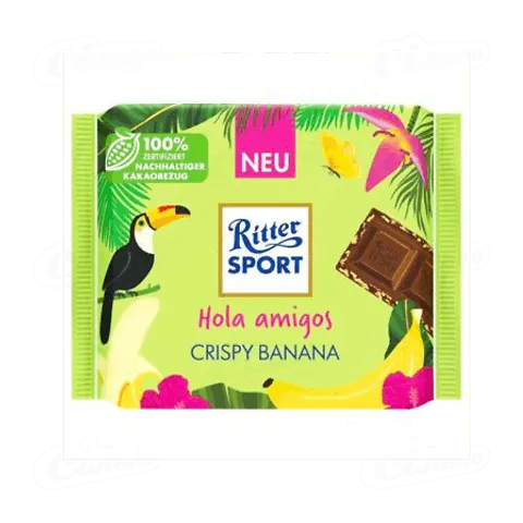 Шоколад молочний Ritter Sport банан-хрусткий рис, 100г