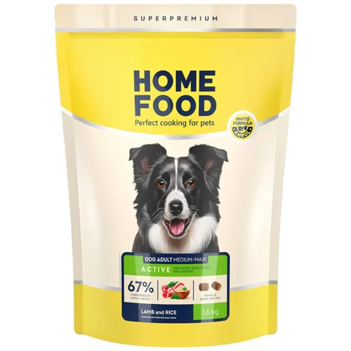 Корм сухий Home Food з ягням та рисом для активних собак середніх та великих порід 1,6кг