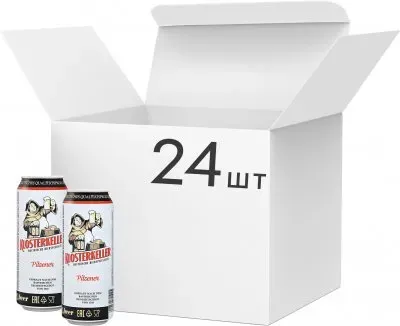 Упаковка пива Klosterkeller Pilsener світле фільтроване пастеризоване 4.9% 0.5л х 24 шт