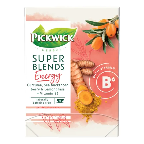 Чай трав'яний Pickwick Super Blends Energy лемонграс-обліпиха-куркума-вітамін В6 в пакетиках 15х1,5г