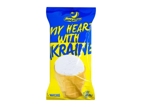 Морозиво Ласунка My Heart with Ukraine у вафельному стакані 70г
