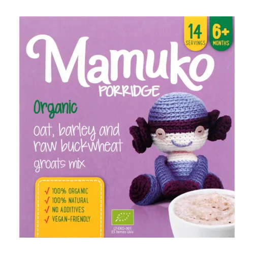 Крупи асорті вівсяно-гречано-ячмінні органічні подрібнені Mamuko 240г