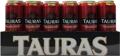 Упаковка пива Tauras Tradicinis світле фільтроване 6%, 0.568л x 24 шт