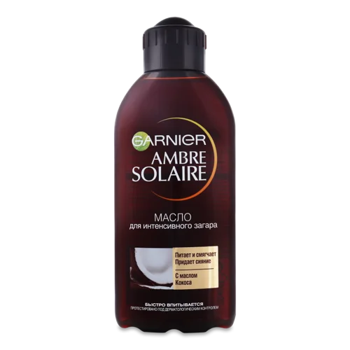 Олія Для Інтенсивної Засмаги З Ароматом Кокосу Ambre Solaire Garnier, Пластикова Пляшка, 200мл