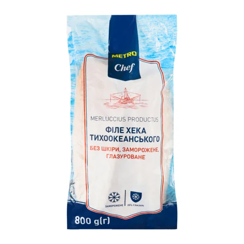 Філе Хека Тихоокеанського Глазуроване, б/ш, м/у, 1кг