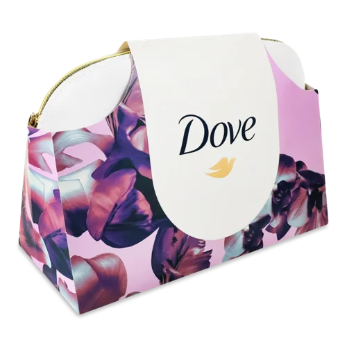 Подарунковий Набір Dove: Шампунь + Бальзам-ополіскувач + Антиперспірант + Крем-мило + Косметичка, 1шт