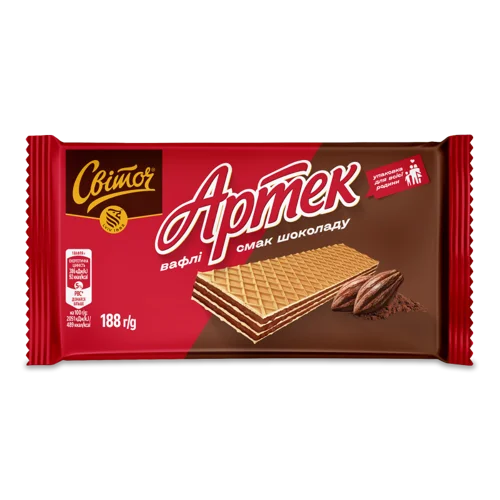 Вафлі Шоколадні Артек Світоч, м/у, 188 г