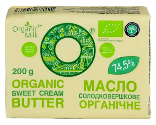 Масло 74.5% солодковершкове Селянське Organic Milk м/у 200г