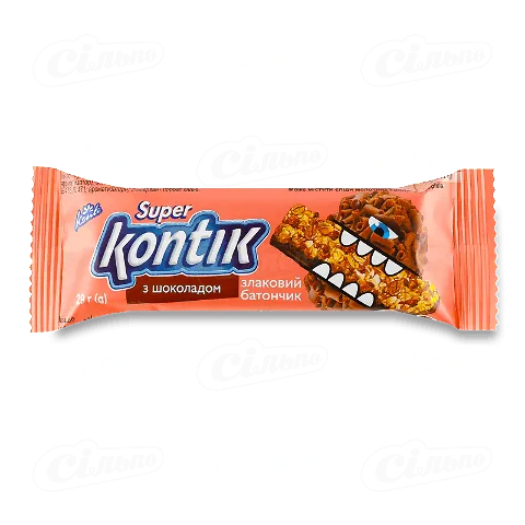 Батончик злаковий «Konti Super Kontik» з шоколадом, 29г