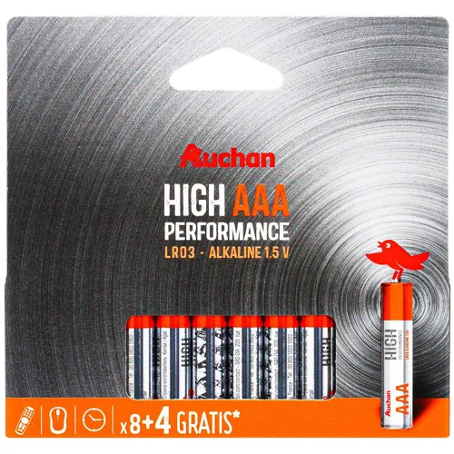 Батарейки Auchan Premium AAА 8+4шт