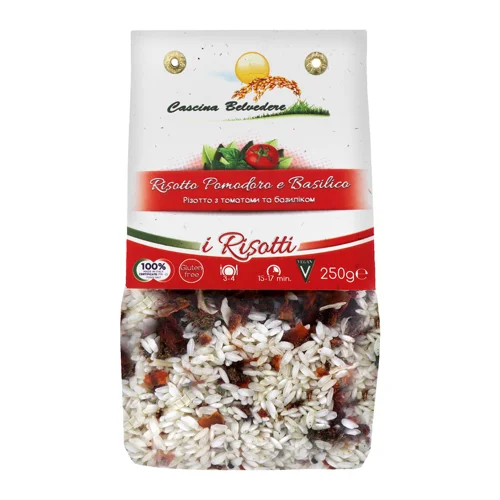 Рис CascinaBelvedereз Ризото з томатами і базилік 250г