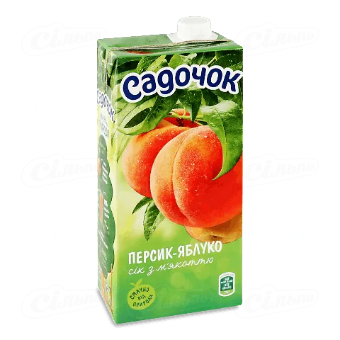 Сік Садочок Персик-яблуко з м`якоттю стерилізований 0.95л