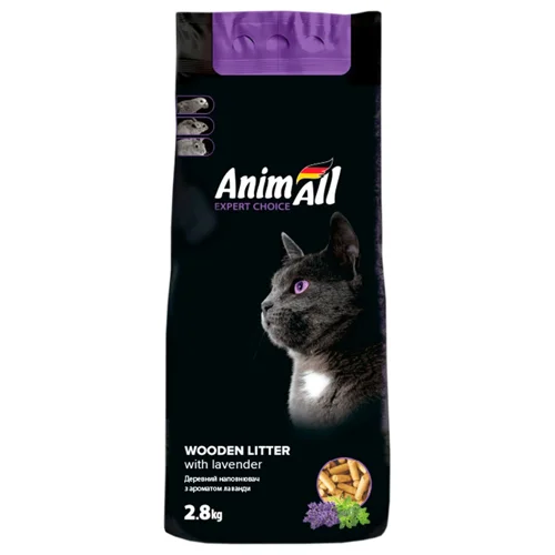 Наповнювач гігієнічний AnimAll універсальний деревинний з ароматом лаванди 2,8кг