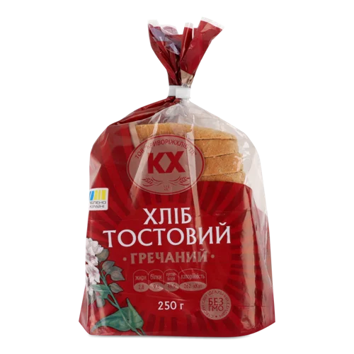 Хліб Тостовий Гречаний В/ґ, Половинка В Нарізці, 250г