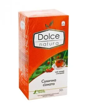 Чай черний з ягодами Dolce Natura Землянична Соната в пакетиках 25 шт 50г