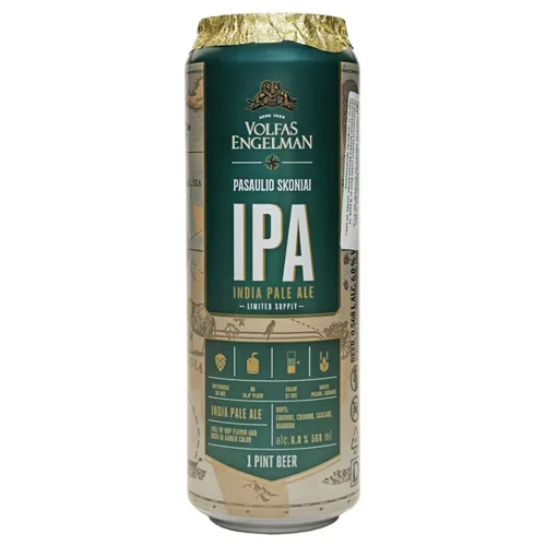 Пиво Volfas Engelman IPA світле фільтроване 6% 568мл ж/б