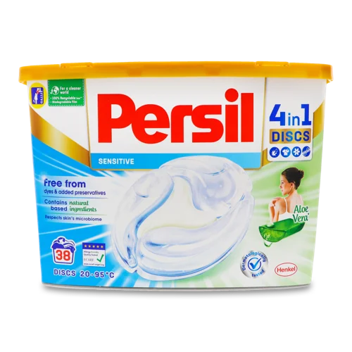 Миючий Засіб для Білих та Світлих Речей в Капсулах Sensitive 4in1 Discs Persil, 38х25г