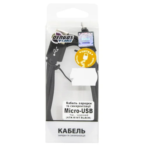 Кабель Dengos Micro-USB зарядки та синхронізації чорний 1м