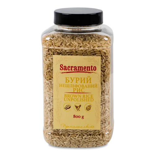 Рис Лущений Нешліфований Бурий Sacramento, п/б 800г
