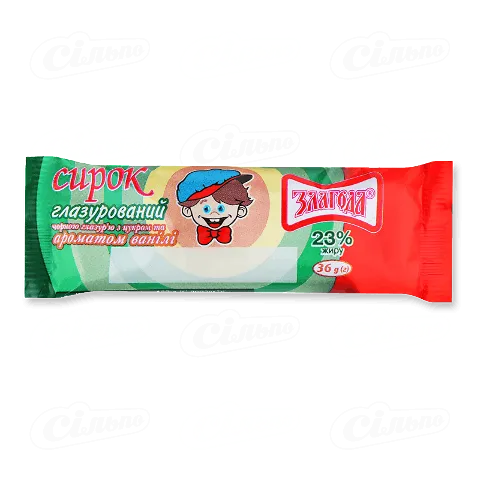 Сирок «Злагода» глазурований з ароматом ванілі 23%, 36г