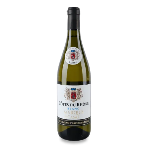 Вино Біле Сухе 0.75л 13.5% Blanc Cotes du Rhone Marquis de Casal, в/с