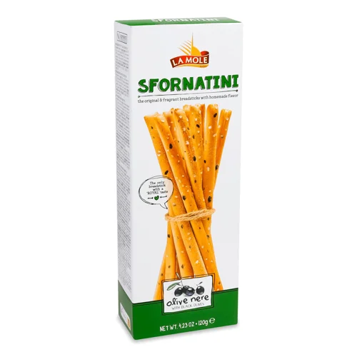 Гріссіні La Mole з оливками 120г