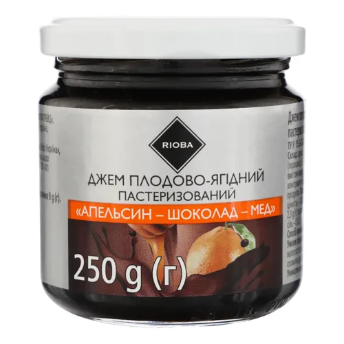 Джем плодово-ягідний Апельсин-шоколад-мед Rioba с/б 250г