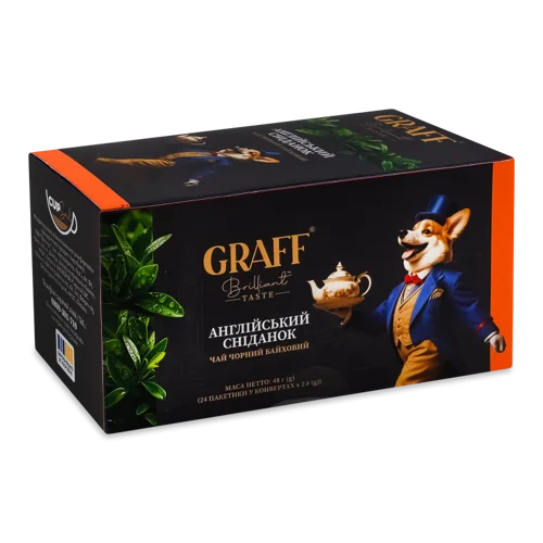 Чай чорний байховий Англійський Сніданок Graff к/у, 24х2г