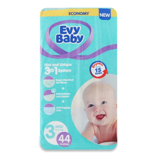 Підгузки Дитячі Midi Evy Baby В/ґ 44шт, 5-9кг