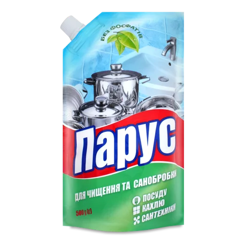 Засіб Чистячий Для Посуду, Кухонних Поверхонь, Кахлю Та Сантехніки, Парус 500г