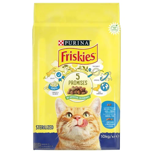 Корм сухий Friskies Sterilized з лососем, тунцем та овочами для стерилізованих котів 10кг