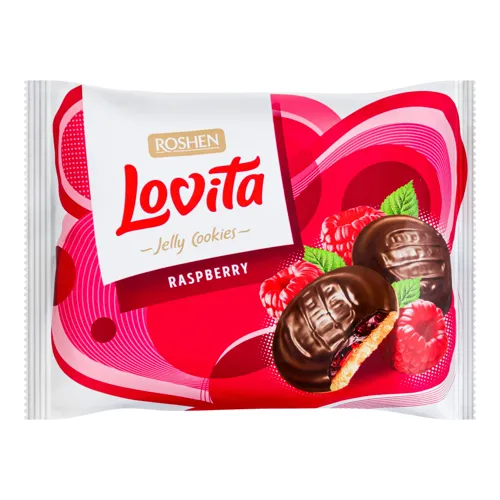 Печиво здобне з желейною начинкою Raspberry Lovita Jelly Cookies Roshen м/у 420г