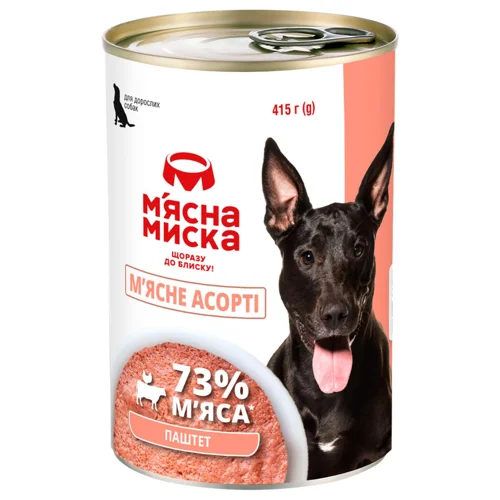 Корм вологий М'ясна Миска м'ясне асорті для собак 415г