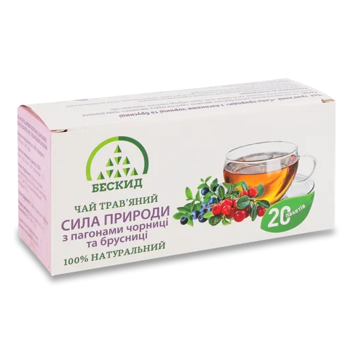 Чай Трав'яний З Пагонами Чорниці Та Брусниці, Сила Природи, в/ґ, к/у 20х1.5г
