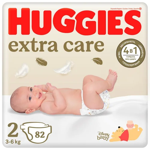 Підгузки Huggies Extra Care 2 3-6кг 82шт