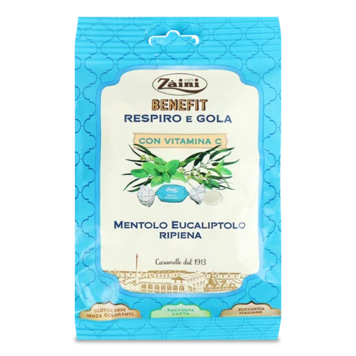 Льодяники Zaini Вищого Ґатунку зі Смаком Ментолу та Евкаліпту, 100г